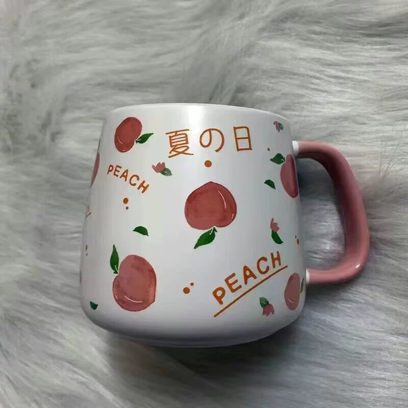 Милый мультяшный рисунок с крышкой ложка большой ёмкости керамическая кружка домашний офис паре кофе овсяный завтрак чашка