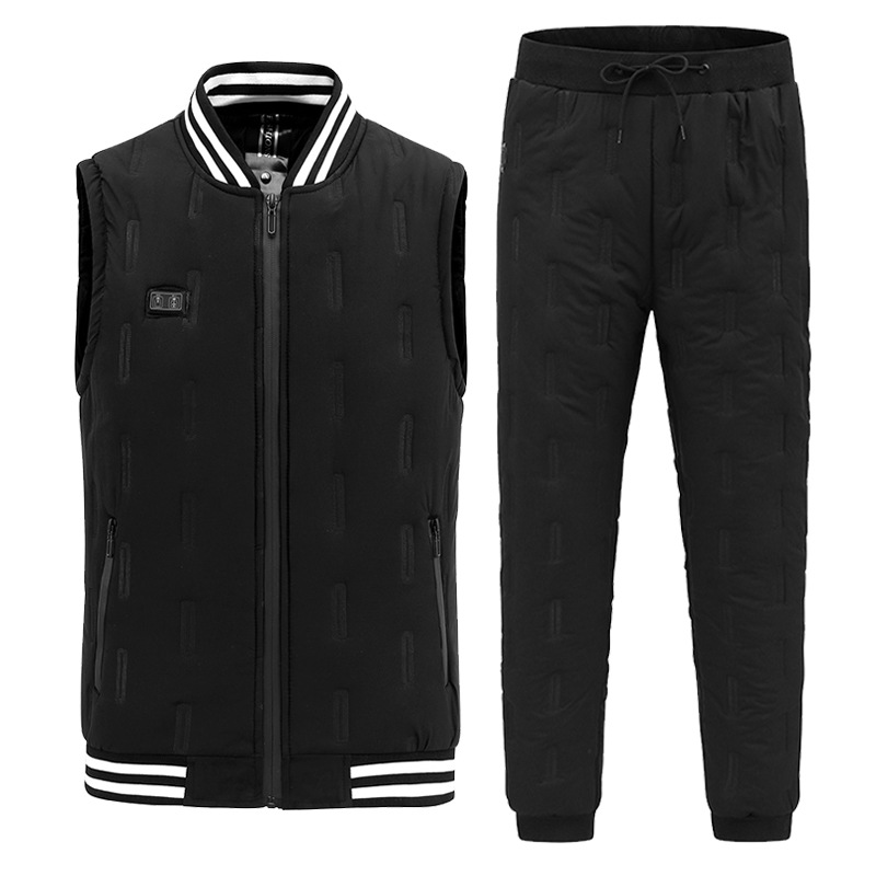 棉马甲男2021秋冬男士立领发热马甲背心智能双控八区加热保暧套装