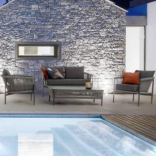 Outdoor Sofa Villa Garden Courtyard Hotel Rope Furniture Balcony Leisure Rattan Chair Outdoor Open-Air Rattan Sofa