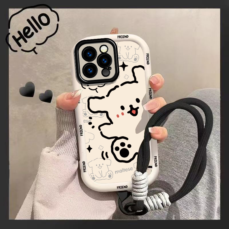 Suitable for Apple 17Promax Mobile Phone Case Lanyard 16 Women's Model Iphone13 Cartoon 14 Puff Shell 15 Lines 12