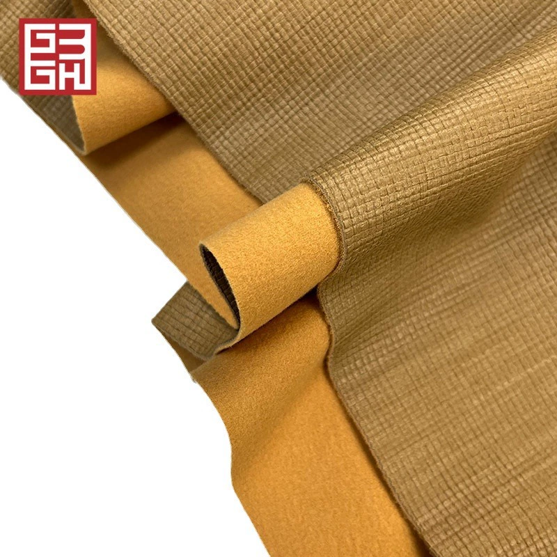 Semi-PU artificial leather woven summer woven leather linen pattern three-dimensional embossed handbag leather goods soft bag sofa decorative leather
