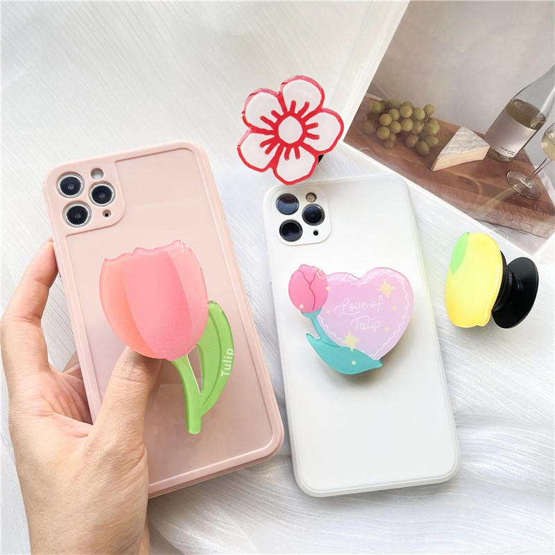 ins shaped tulip flower glue drop airbag bracket lazy desktop retractable folding mobile phone bracket wholesale ins shaped tulip flower glue drop airbag bracket lazy desktop retractable folding mobile phone bracket wholesale