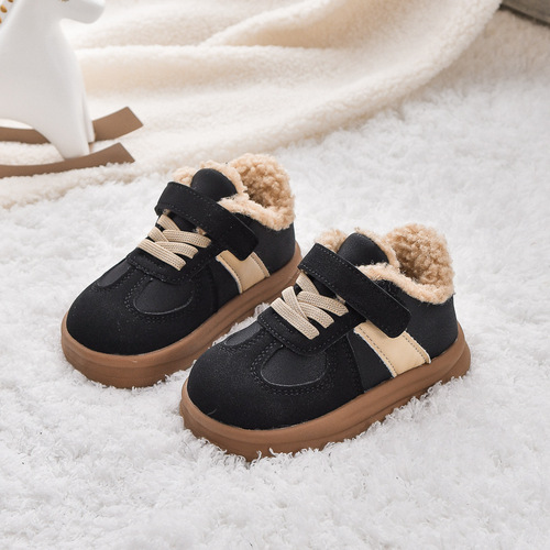 Boys' Fleece-lined Sports Shoes Cotton Shoes Winter Warm Shoes Children Waterproof Snow Boots Girls' Lamb Wool Thick Cotton Shoes