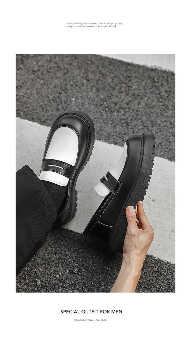 Chaussures Derby tendance pour homme ShoeVault, automne, style britannique décontracté, semelle épaisse et élégante, style rétro, rehaussantes, en cuir._voghion.com