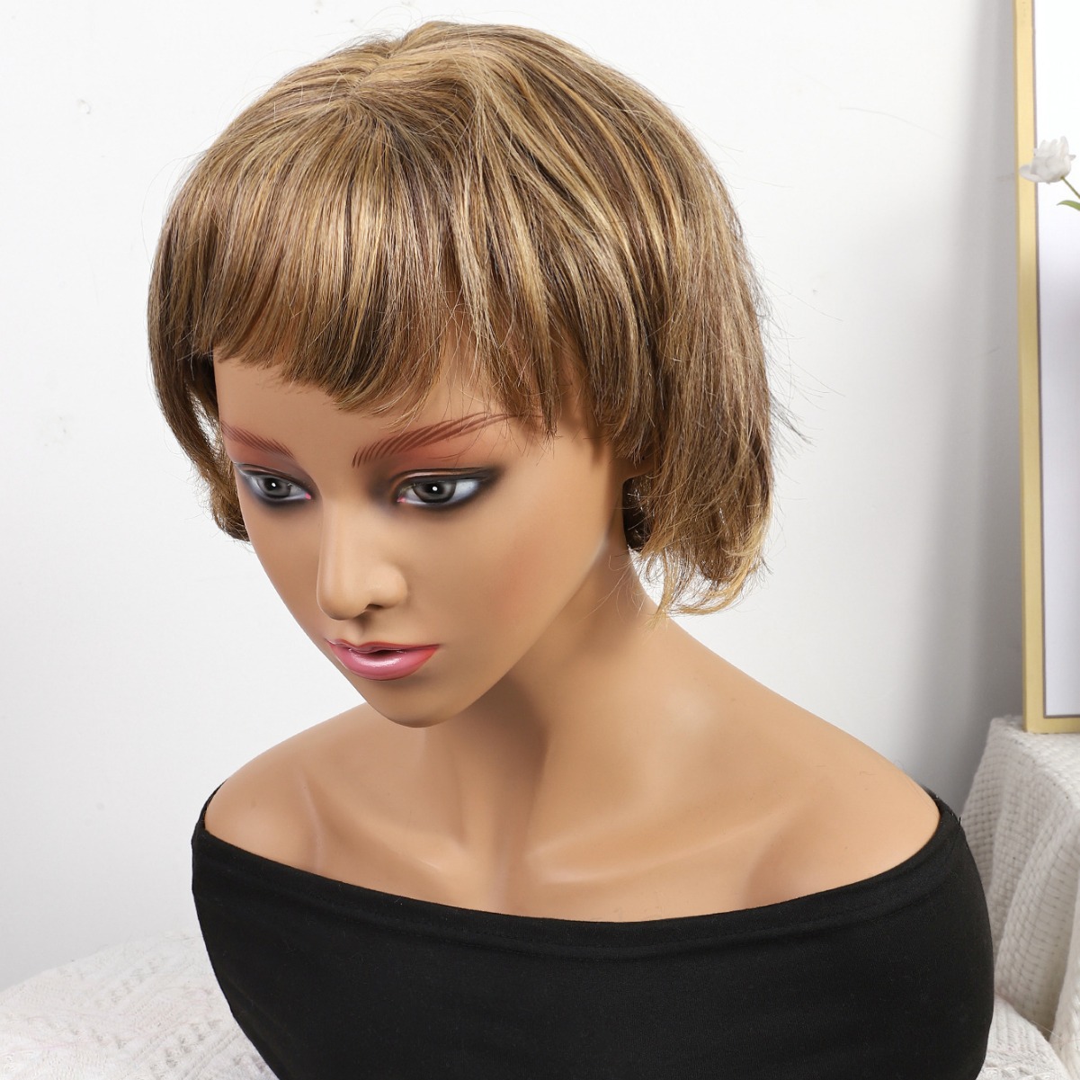 Fibra química al por mayor bob cabello pelucón mecánico pelucón cubierta de pelo