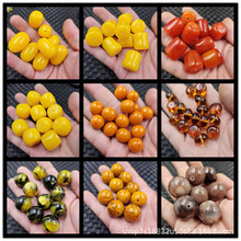 仿蜜蜡老型珠散珠鸡油黄蜜蜡竹节路路通散珠橘红色桶珠饰品配件珠