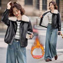 2025冬季新款时尚加绒加厚皮衣外套女短款复古绵羊皮小皮袄夹克