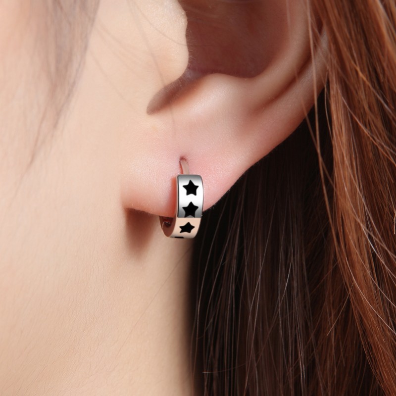 Black Pentagram Earrings Mens and Womens Earrings New Light Luxury Cold Style Personality Epoxy Stud Earringspicture3