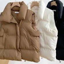 跨境秋冬短款羽绒棉马甲女新款韩版宽松显瘦小香风背心马夹百搭外