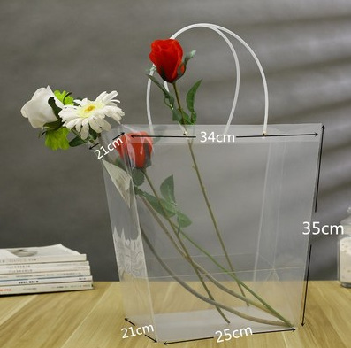 Directo de fábrica transparente flor bolso trapezoidal ramo bolso de mano Día DE LA Madre bolsa de regalo de mano