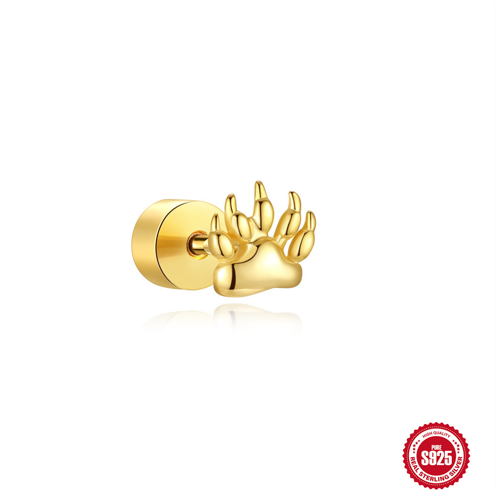 Nuevo estilo europeo y americano s925 plata de ley uso diario elemento de costura rectangular cartílago espiral perforador aretes mujer
