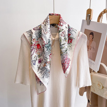 新款春季重磅真丝16姆米70方巾女轻奢高级感时尚珊瑚桑蚕丝丝巾