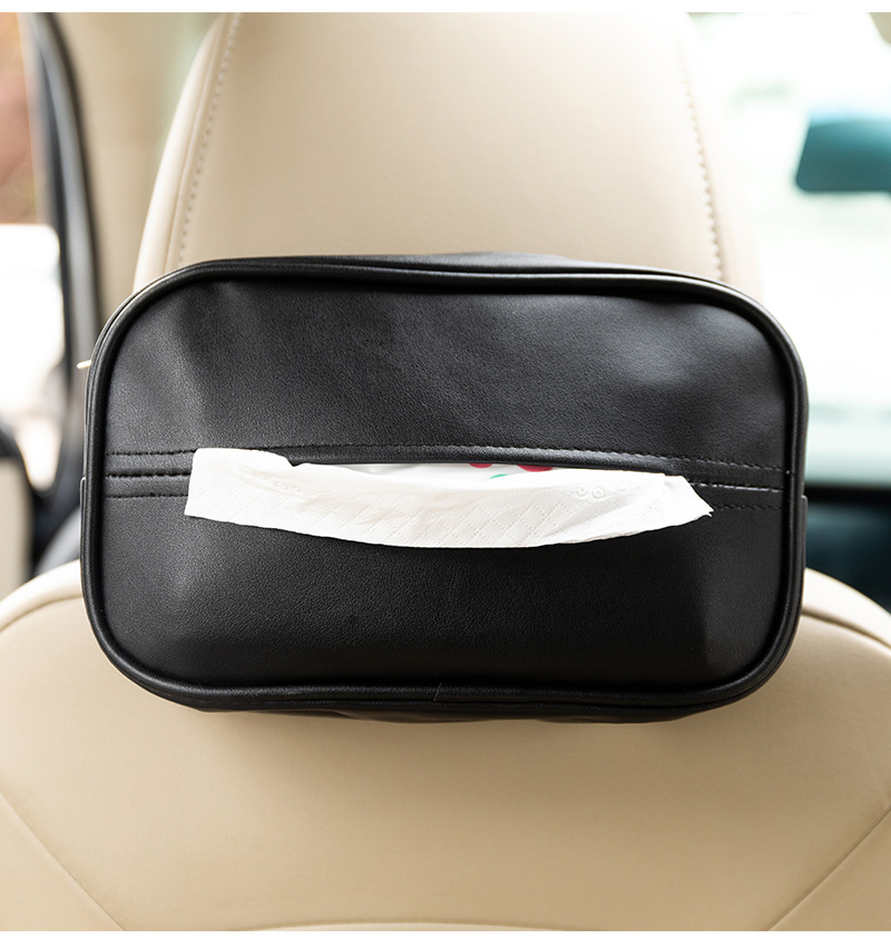 Factory Direct Sale Leather Car Tissue Box, Sun Visor Armrest Box Hanging Type Multifunctional Storage for Car Interior