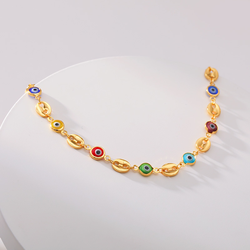 Cute Geometric Devilu0027S Eye Copper Gold Plated Zircon Necklace 1 Piece