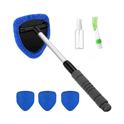 Brushes, Factory Wholesale Telescopic Pole — Car cleaning tools - 1-set-five-sided-sponge-telescopic-pole-4-blue-cloth-covers-spray-bottle-detail-brush