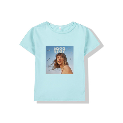 Taylor Swift欧美亚马逊童装休闲圆领上衣中大童春夏运动短袖T恤