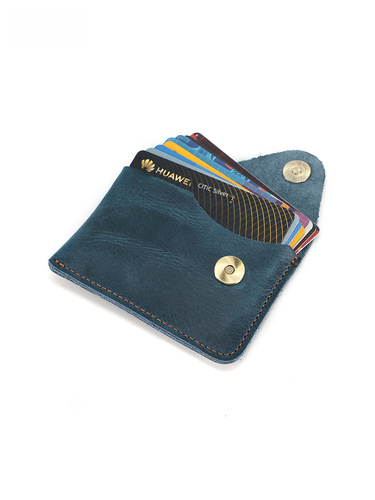 Cross-border new style handmade simple cowhide card case creative compact snap coin purse crazy horse leather Japanese retro card holder