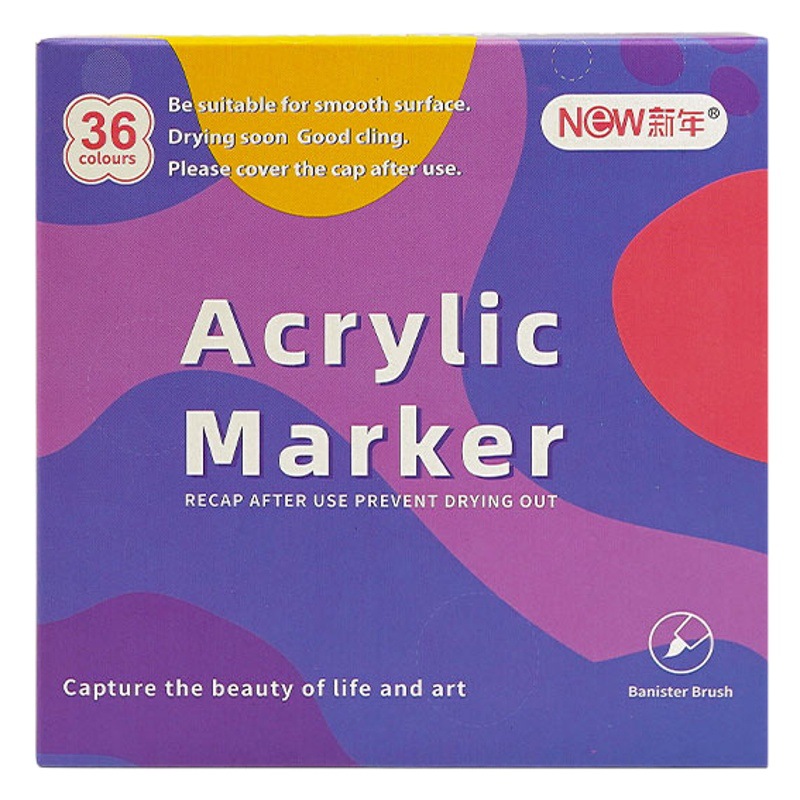 Acrylic marker pen 48 color suit student acrylic pen children's non-toxic washable brush waterproof water-based high-light pen