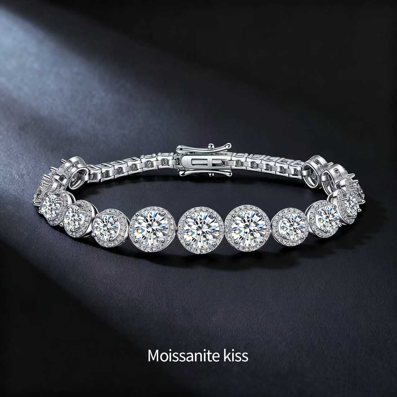 Cross-Border Hot-Selling S925 Sterling Silver Round Bag Bracelet, Accessible Luxury, High-End, Versatile Moissanite Round Bag Luxury Tennis Bracelet