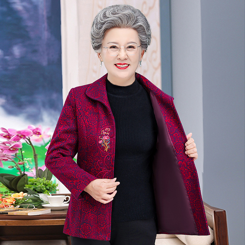 中老年女春秋唐装外套2025新款妈妈冬季加绒加厚上衣老太太婆婆衣|undefined