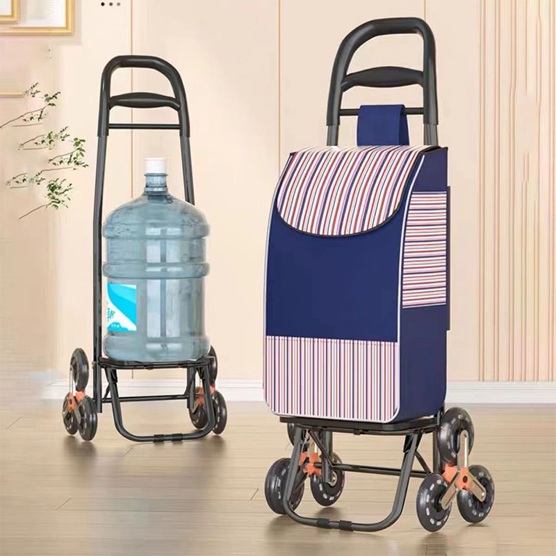 Carrito de compras de varilla de tracción de ancianos portátil doméstico de tracción de mercancías de doble propósito desmontable plegable para comprar verduras escaleras de tracción de mano pequeño remolque de empuje
