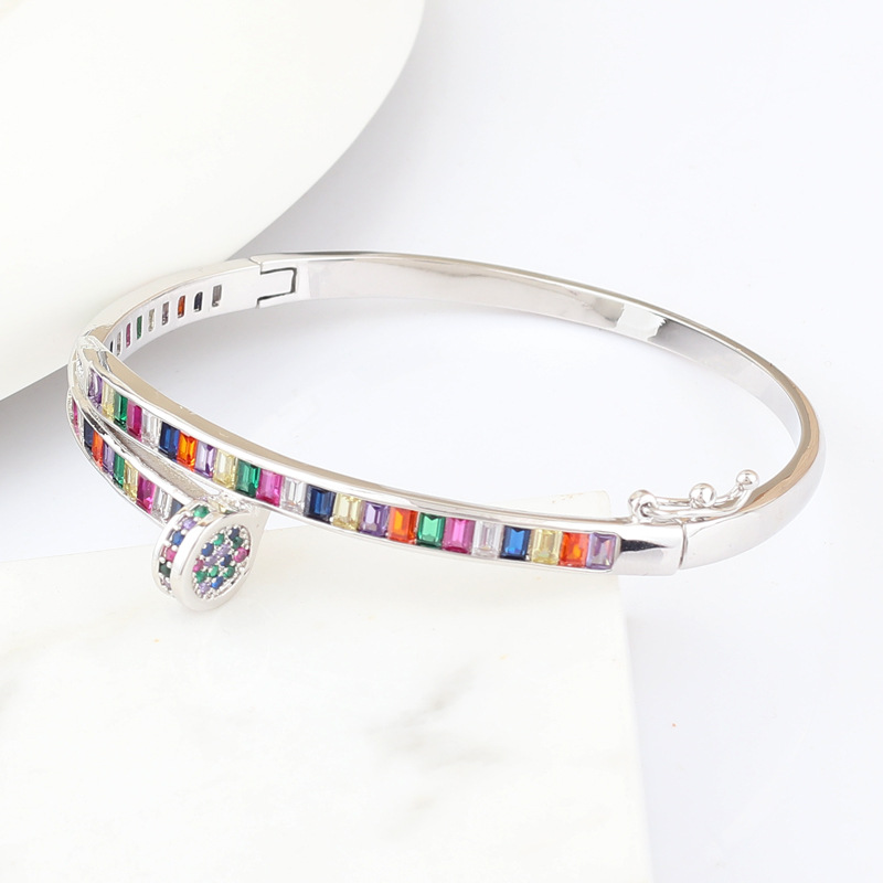 Fashion Geometric Copper Bangle Inlay Zircon Copper Bracelets