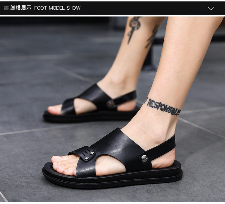 Dép sandal nam quai ngang hở ngón thoáng khí đi biển — Màu nâu, Xanh lam đậm, màu nâu đỏ, Đen toàn bộ chi tiết 20