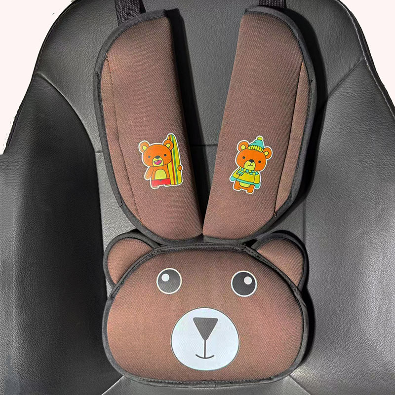 Bear Head Auxiliary Safety Belt Limiter Holder Car Kids Safety Belt Adjustment Anti-Stranglehold Shoulder Protector