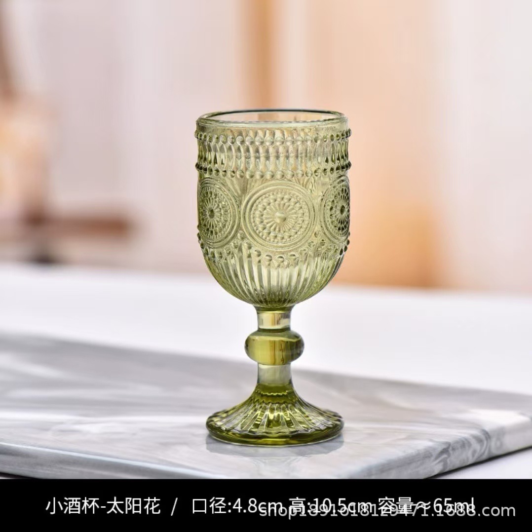 Nuevo retrógrado tallado alto taza de agua taza de vino taza de bebida creativa elegante casa hotel café utensilios de vino