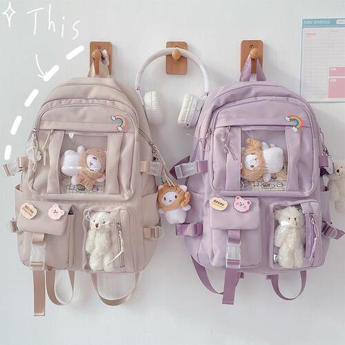 Large-capacity high school student backpack ins Japanese junior high school student schoolbag female Korean version chic forest girl backpack