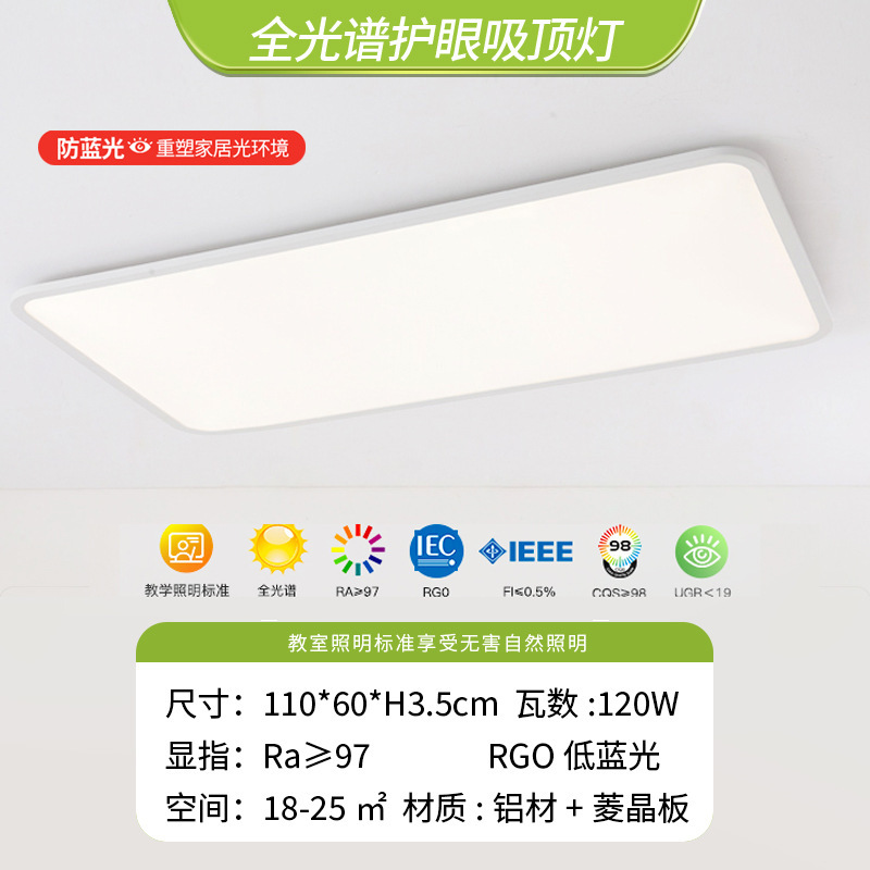 Luz de techo de protección de ojos de espectro completo sencilla atmósfera moderna sala de estar luz principal led luz 6 nueva lámpara de dormitorio Zhongshan