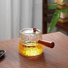 侧把茶壶玻璃煮茶器电陶炉泡茶壶耐高温木把单壶过滤功夫茶具套装