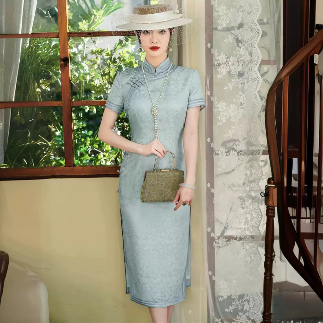 Old Shanghai High-End Silk Qipao Dress 2026 New Model, Chinese-Style Improved Design, Elegant Chinese Style, Made of Mulberry Silk, Slimming and Graceful
