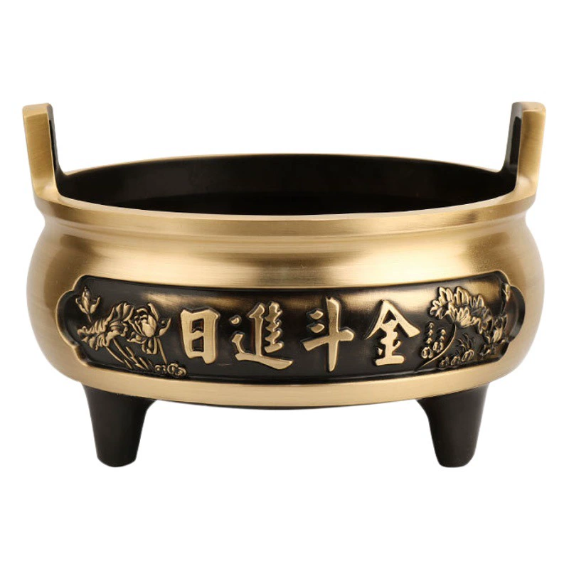 Оптовая Продажа с фабрики медная курильница для благовоний домашняя печь для поклонения Будде Богу богатства ежедневная Золотая трехногая курильница украшения