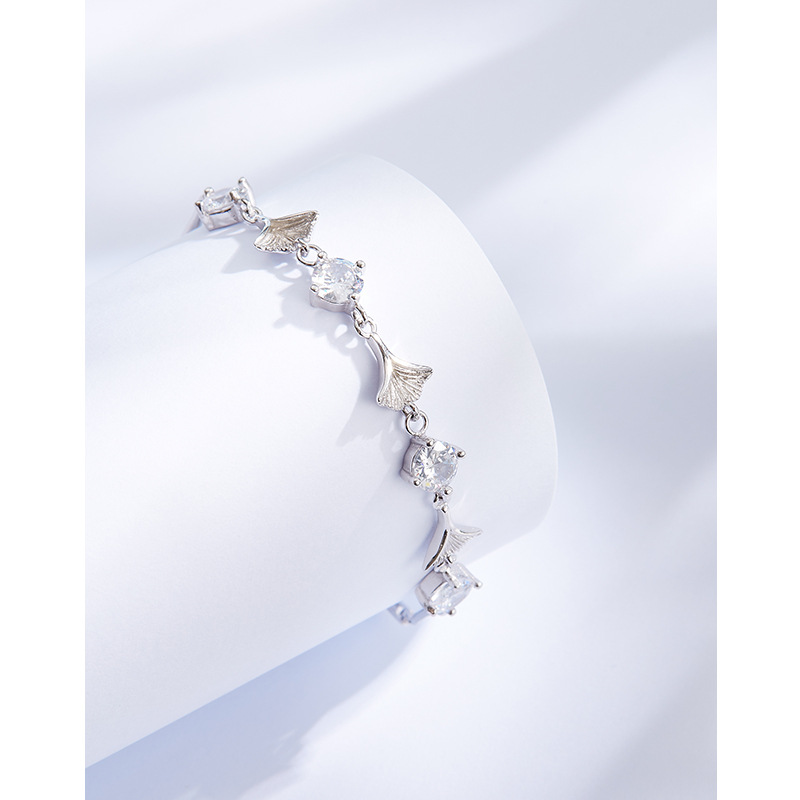 Ginkgo hoja de pulsera de plata esterlina de las mujeres Luz de lujo nicho diseño exquisito alto sentido sansheng albaricoque pulsera 2023 nuevo