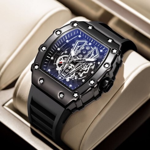 Richard's New Internet Celebrous Explosive Barrel-shaped Men's Watch Fully Automatic Non-mechanical Luminous Waterproof Silicon
