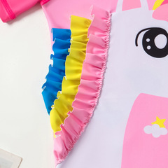 2023 New Middle Kids' Girls' Short Sleeve Swimsuit, Separate Skirt Style, Cartoon Cute Girls' Swimwear