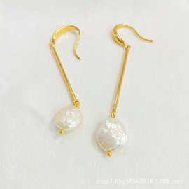 cel长款巴洛克珍珠2025新款吊坠耳钩小众轻奢高级感配饰女批发