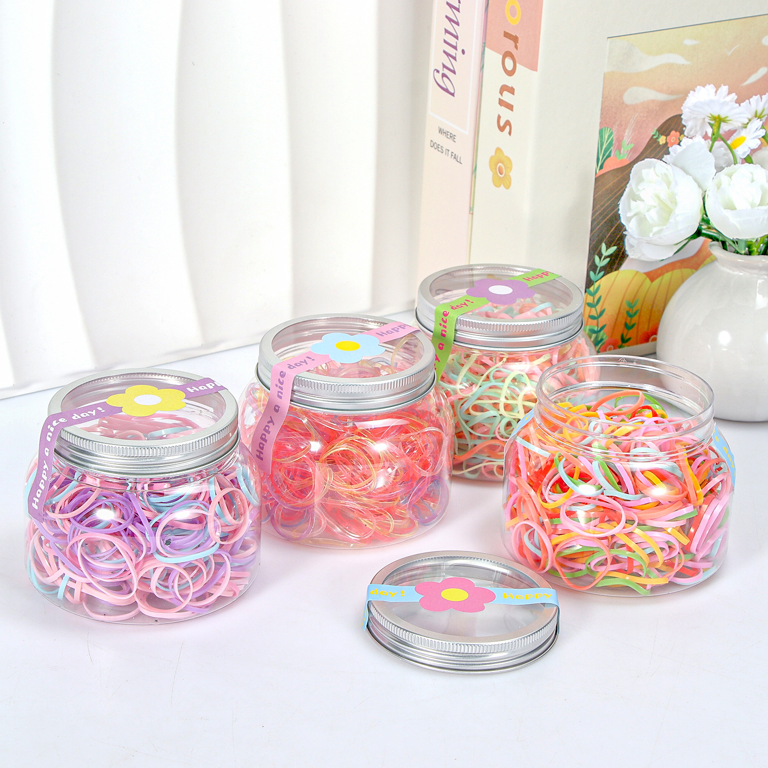 Banda de goma negra para niños, alto valor elástico, duradero, lazo para el cabello, no daña el cabello, anillo para el cabello de goma, accesorios para la cuerda para la cabeza, puesto