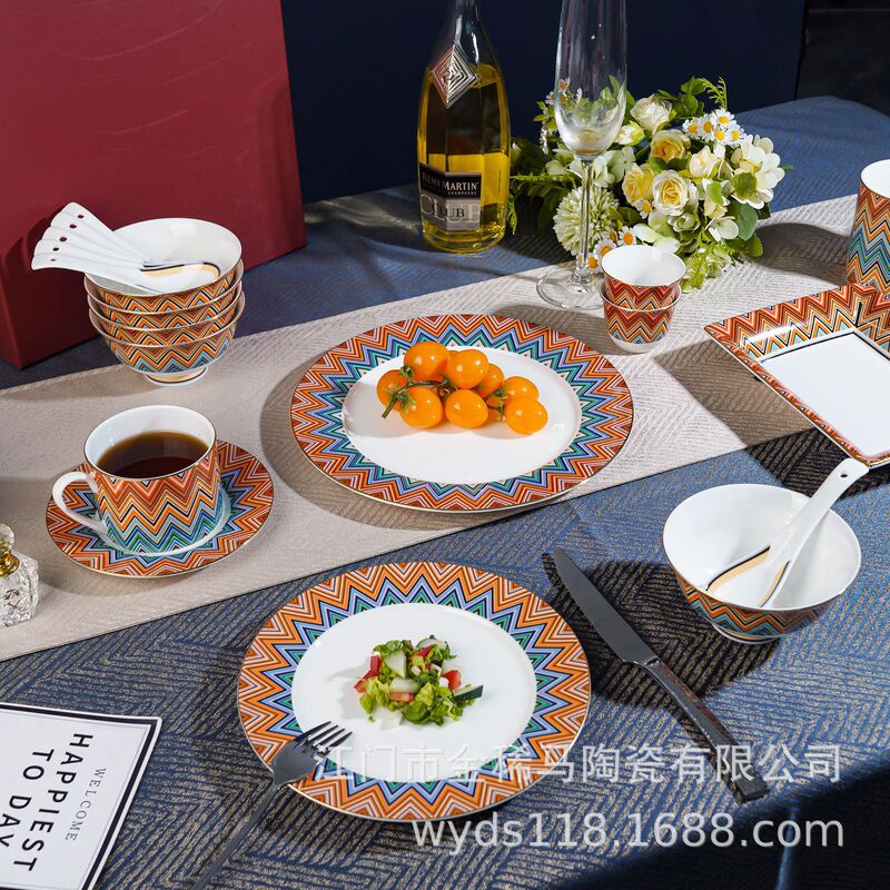 High-End Bone China with Unique Fabric Patterns, Western-Style Flat Plates, Hotel Serving Shallow Plates, Misono Tableware, Bowls, Coffee Cup Series Wholesale High-End Bone China with Unique Fabric Patterns, Western-Style Flat Plates, Hotel Serving Shallow Plates, Misono Tableware, Bowls, Coffee Cup Series Wholesale