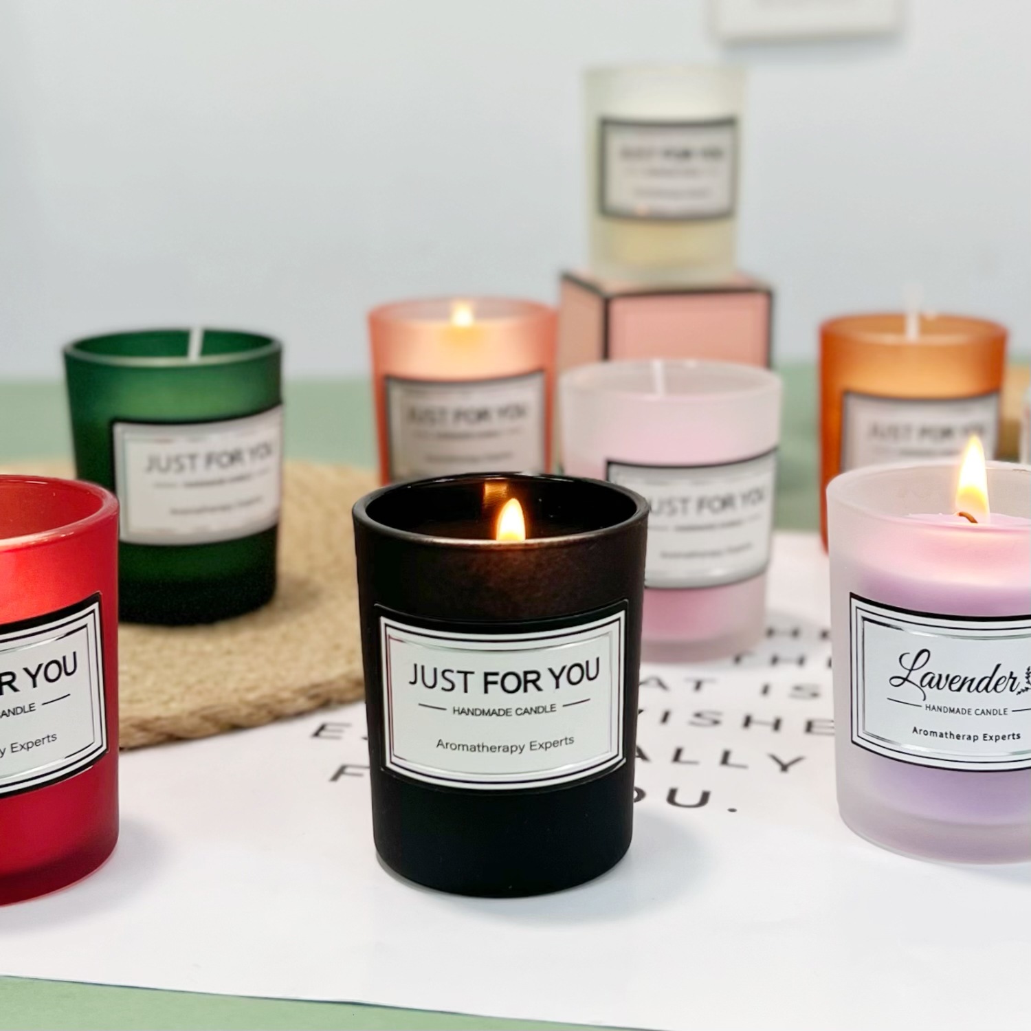 跨境热卖香薰蜡烛大豆蜡玻璃烛台浪漫香创意伴手礼七夕情人节礼物