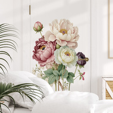 写实牡丹花墙面装饰贴画花卉植物房门贴画背景墙面玻璃窗贴 46037