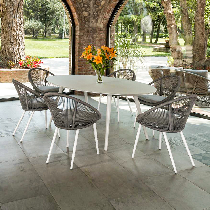 Mesa y silla de caña al aire libre combinación de aluminio al aire libre balcón patio muebles de ocio al aire libre impermeables image 13