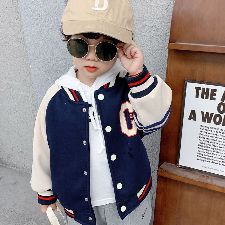 소년 야구 세트 코트 서양식 봄 2024 새로운 어린이 봄과 가을 캐주얼 탑 유행  초가을 옷