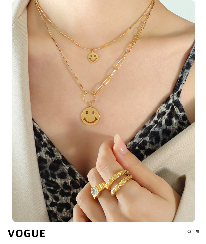 Fashion Smiley Face Titanium Steel Plating Pendant Necklace 1 Piece