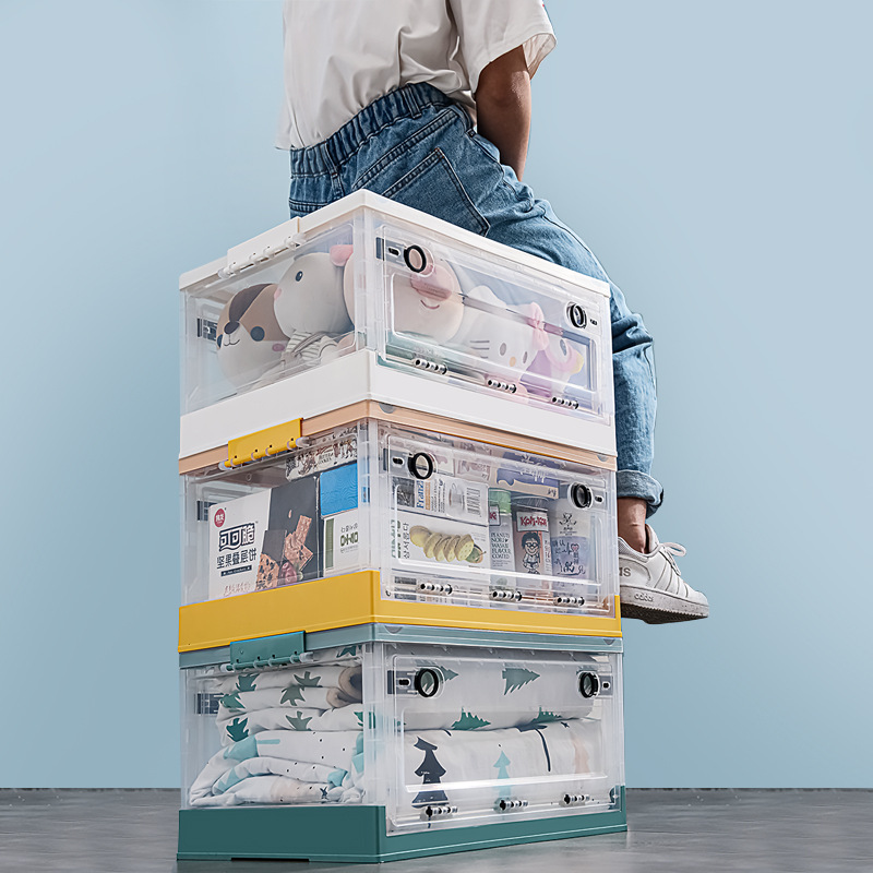 Ruge ropa puerta lateral caja de almacenamiento con ruedas libro caja hogar al aire libre camping plegable caja de almacenamiento