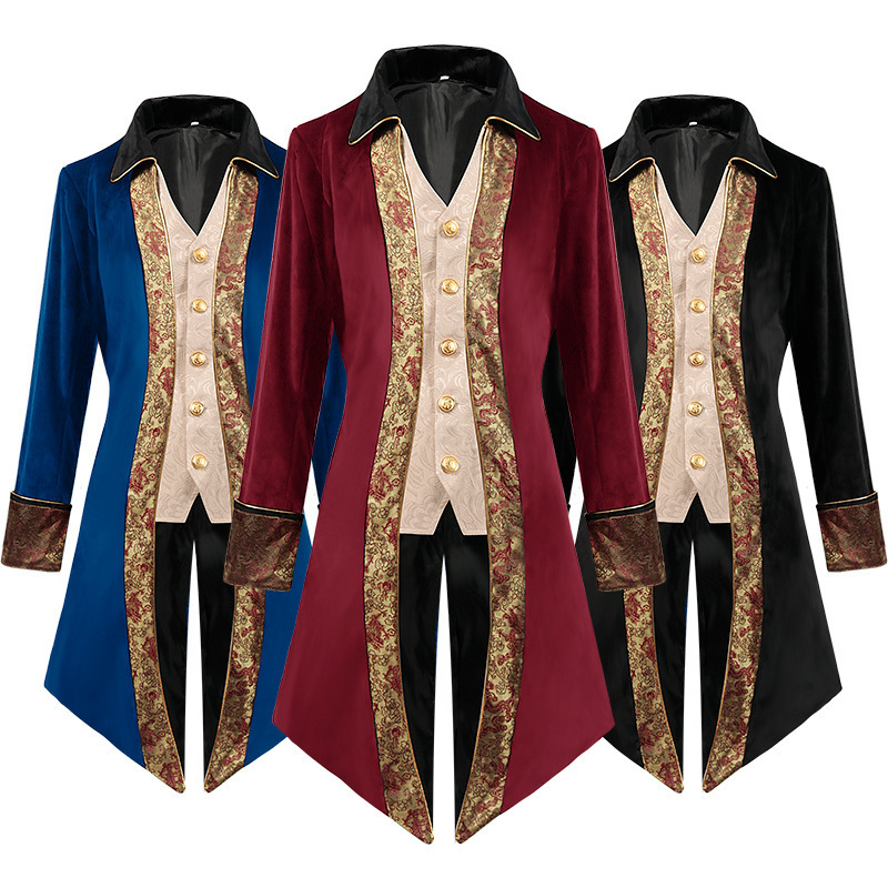 Halloween Men's Steampunk Tailcoat Medieval Jacket Gothic Victorian Frock Coat Uniform Halloween Men's Steampunk Tailcoat Medieval Jacket Gothic Victorian Frock Coat Uniform