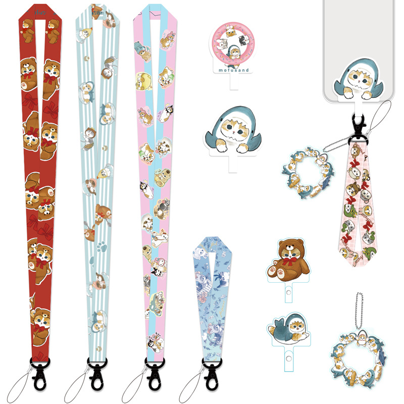 SharkCat x Sandy Phone Anti-Loss Pad Lanyard Creative Cute Cartoon Charm Cute Cat