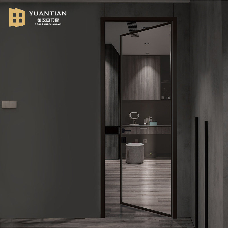 鋁合金衛生間門 窄邊框浴室廁所衛浴平開門 隔音玻璃防盜門定制