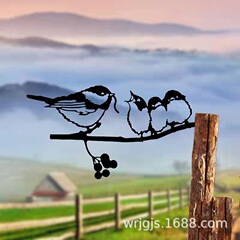 園林地插金屬園林鐵藝精靈雞餵食鳥動物插件裝飾獨立站跨境新款